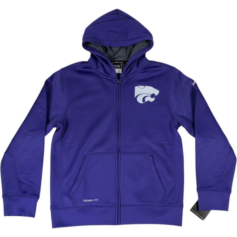 Nike Kansas State Wildcats Therma-FIT Full Zip Hoodie Purple Large 9C7622-K1